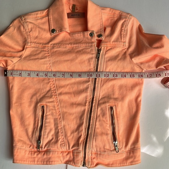 Topshop Moto Cropped Jacket Size 4 Tangerine Peach Fuzz - Picture 13 of 13
